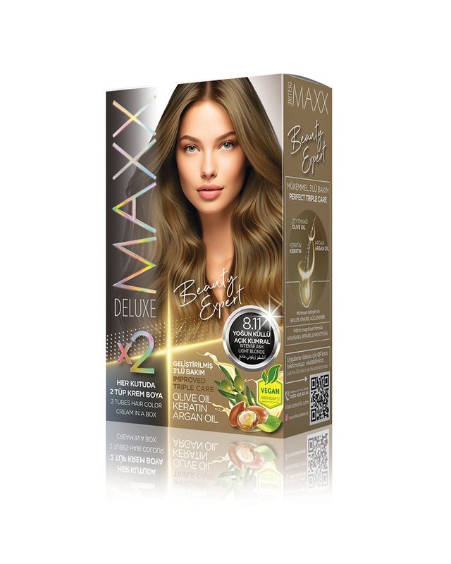 Ngjyrë për flokë (set), B-Expert, 8.11 Intense Ash Light Blonde, 50 ml