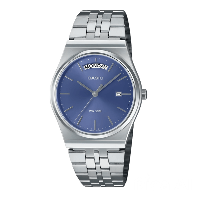 Orë dore Casio MTP-B146D-2AV, e argjendtë/kaltër
